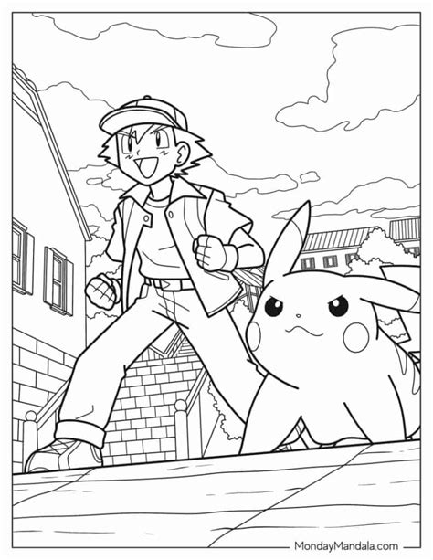 ash and pikachu coloring pages|Pokemon Coloring Pages (Free PDF Printables)